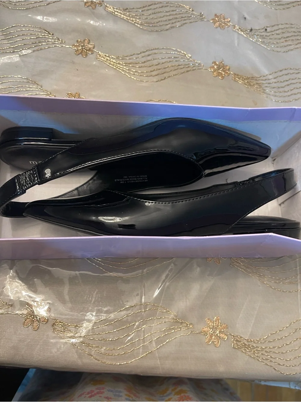 NWB madden girl women’s deviin pointed toe slingback flats black size 7.5